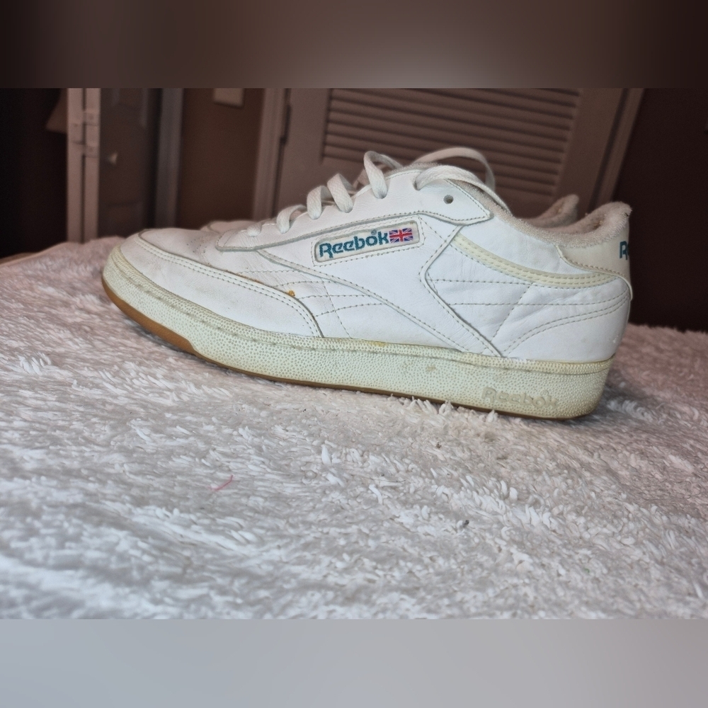 Reebok White and Tan Classic Sneakers